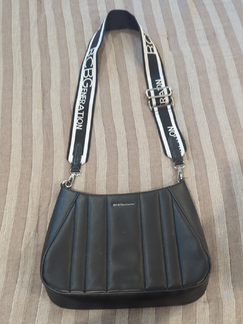 BCBGeneration Black Quilted Crossbody with Branded Strap
